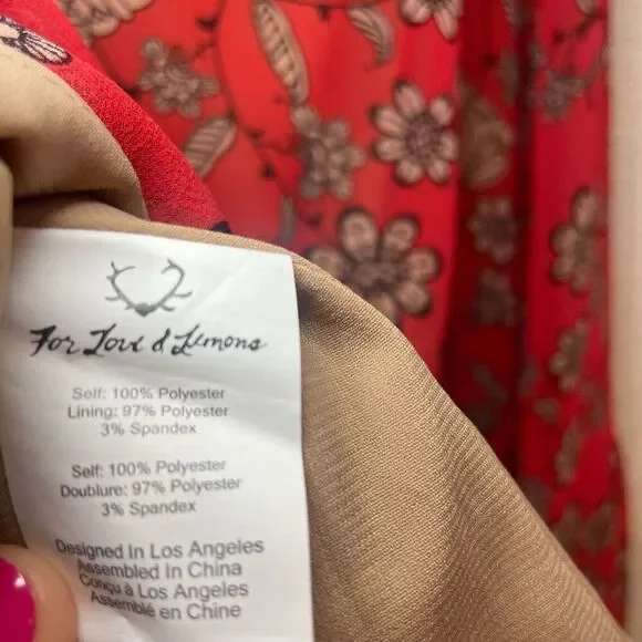 For Love And Lemons Country Western Asymmetrical Red Floral Pia Midi Skirt Size - Picture 9 of 11